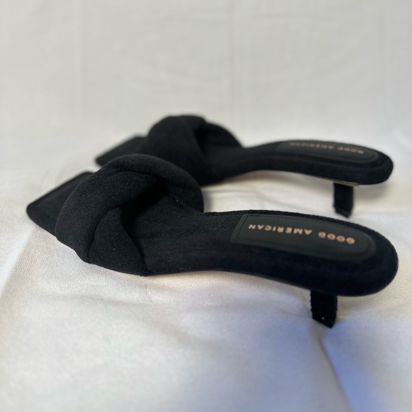 New Good American Terry Kickstand Mule Black Heels - Picture 8 of 9